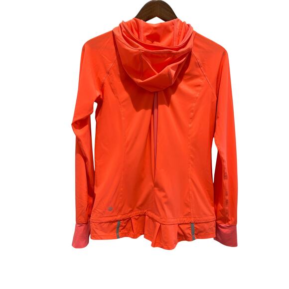 Lululemon Women’s Long Sleeve Hooded 1/2 Zip Popover Jacket Neon Coral Size 4 - Picture 6 of 9